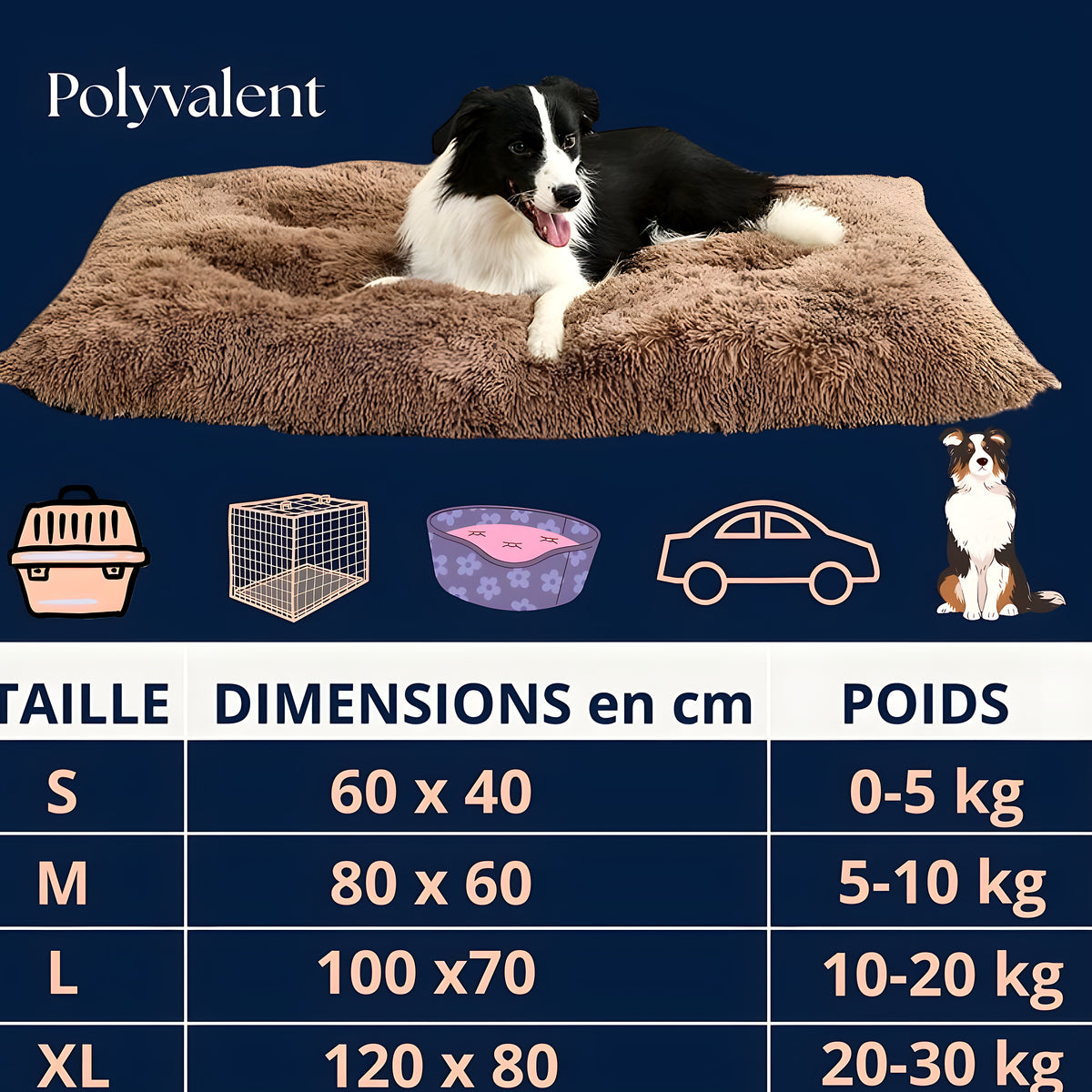 Tapis douillet en peluche à mémoire de forme pour chien