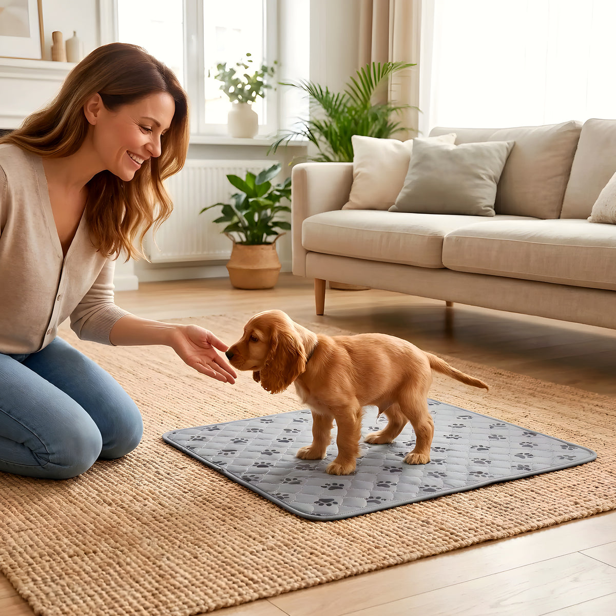 Tapis éducateurs lavables pour chiot, lot de 2