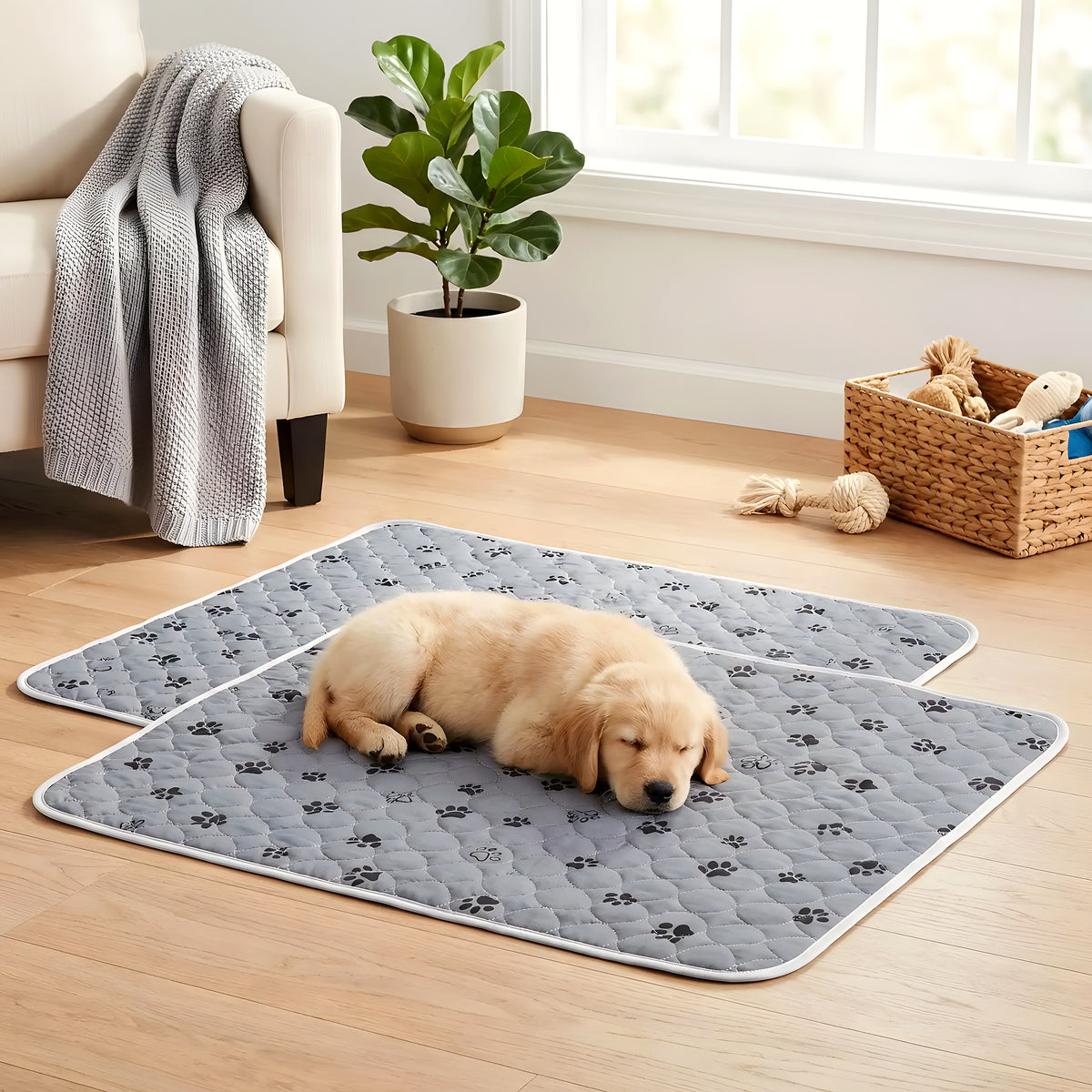Tapis éducateurs lavables pour chiot, lot de 2