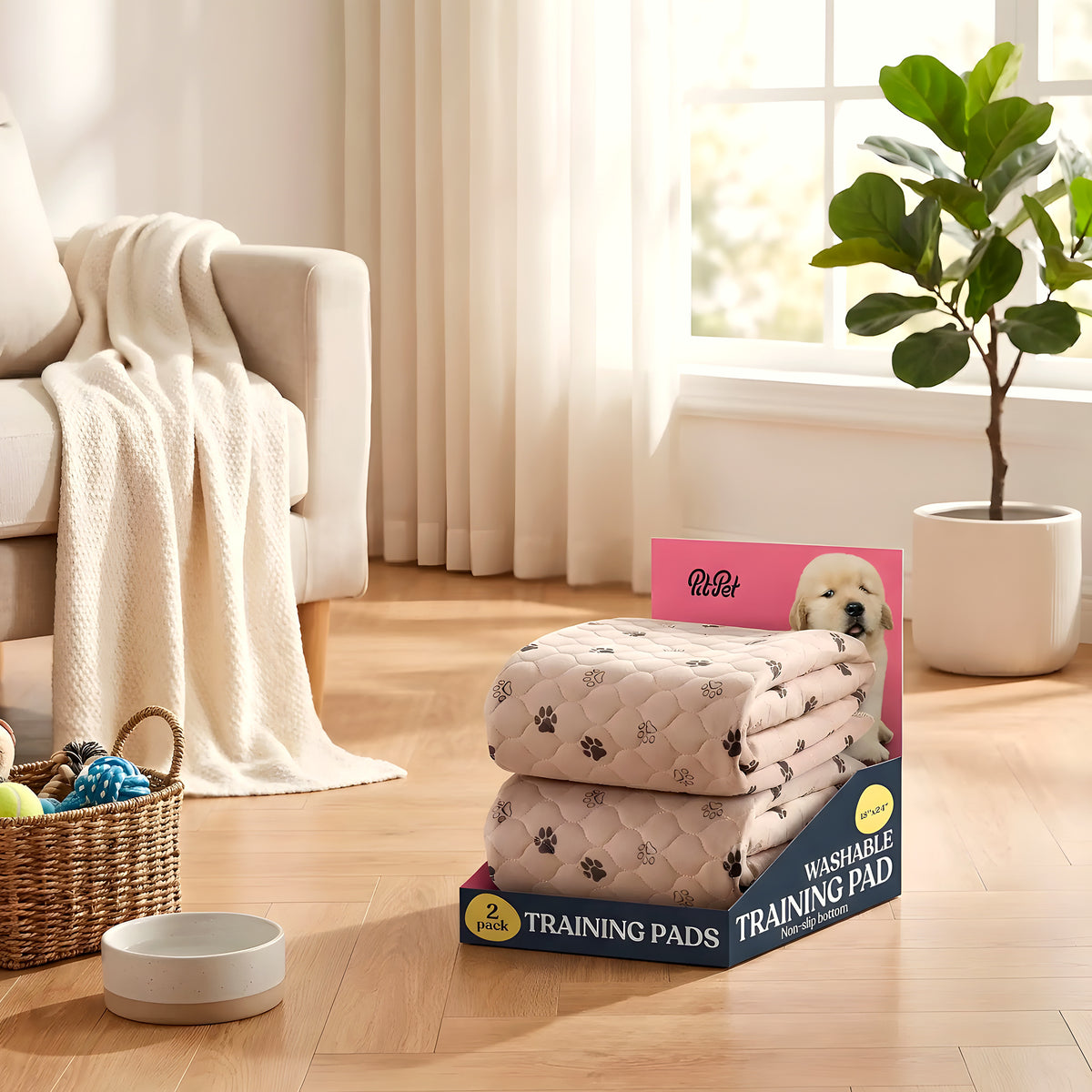 Tapis éducateurs lavables pour chiot, lot de 2