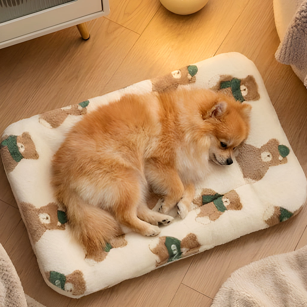 Tapis en flanelle motif ours pour chien, 4 tailles