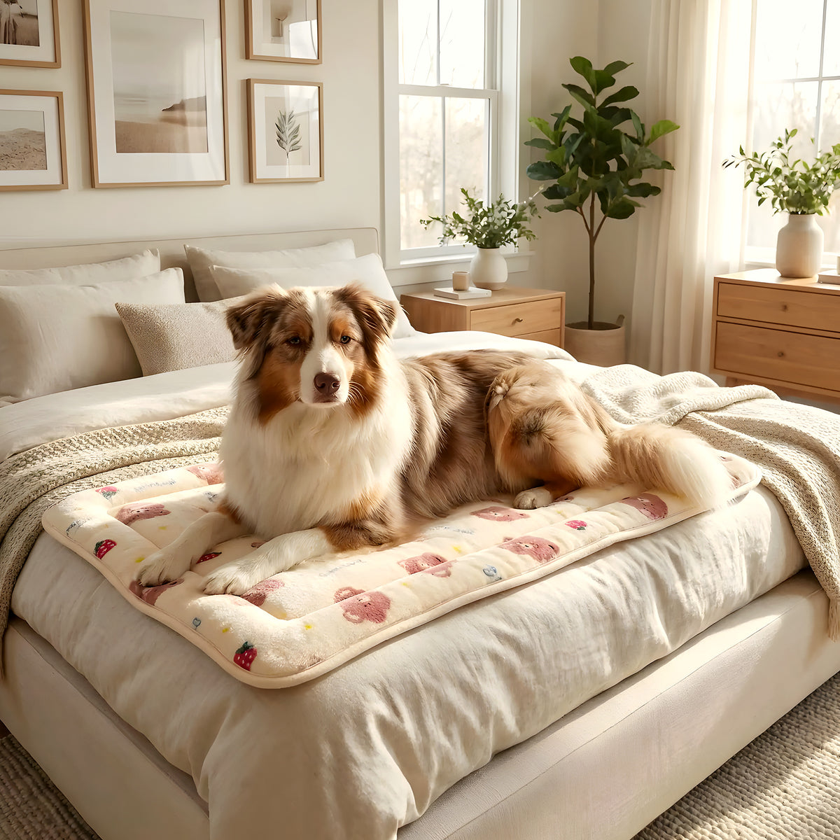 Tapis en flanelle motif ours pour chien, 4 tailles