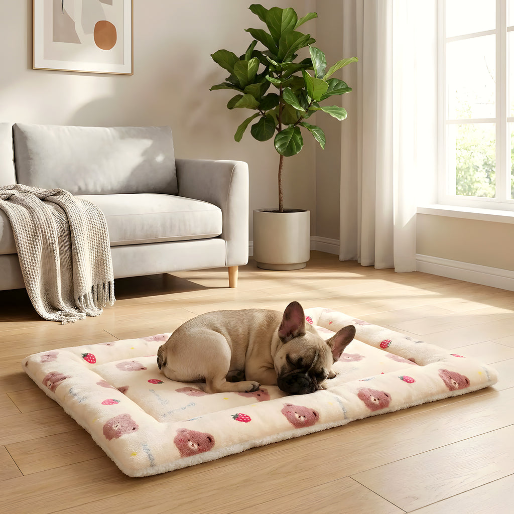 Tapis en flanelle motif ours pour chien, 4 tailles