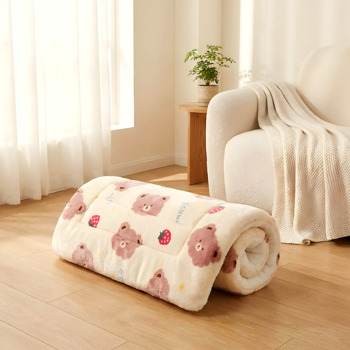 Tapis en flanelle motif ours pour chien, 4 tailles