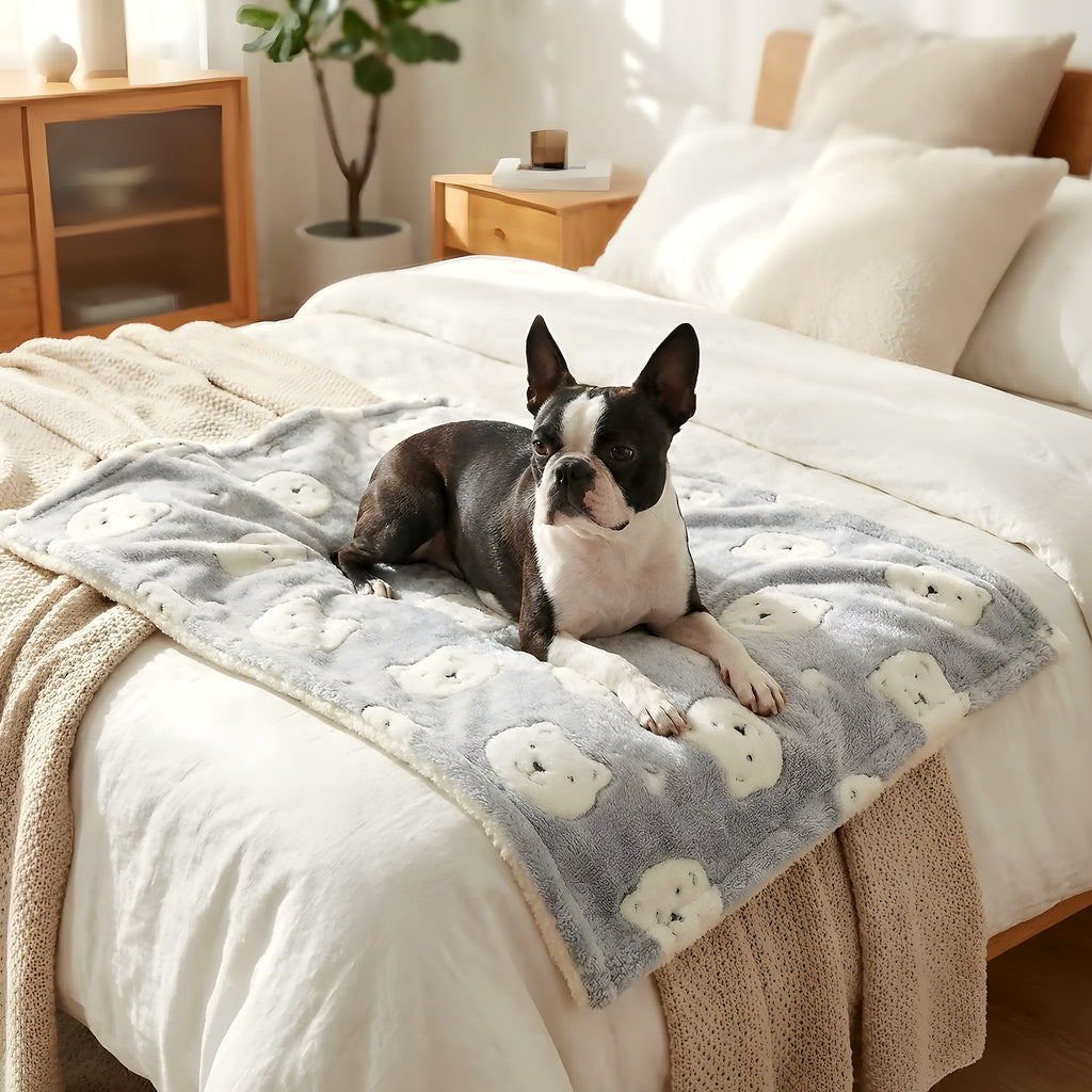 Tapis en flanelle ours rose, gris ou ourson pour chien