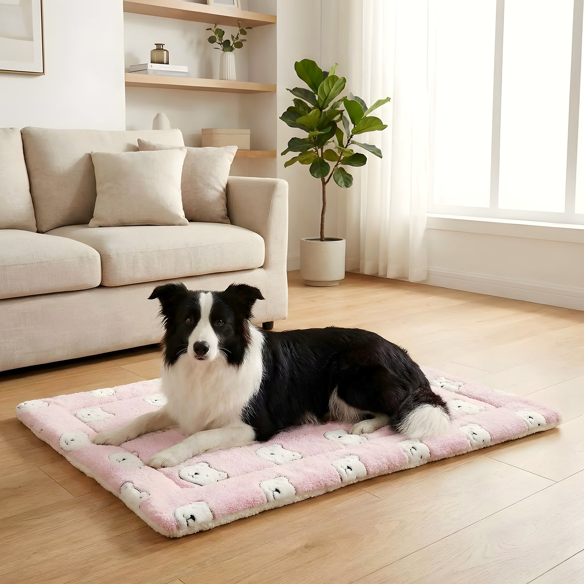 Tapis en flanelle ours rose, gris ou ourson pour chien