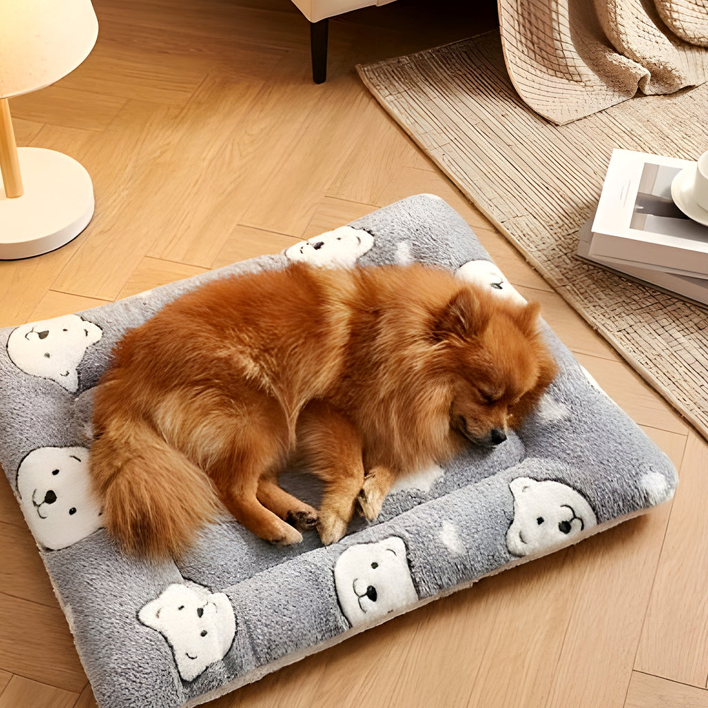 Tapis en flanelle ours rose, gris ou ourson pour chien