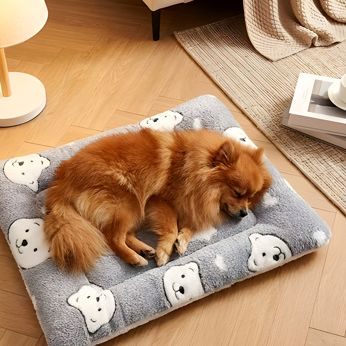 Tapis en flanelle ours rose, gris ou ourson pour chien