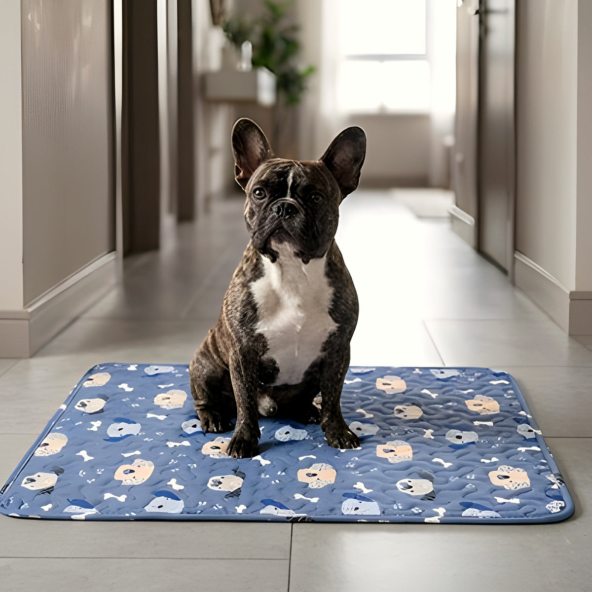 Tapis imperméable en coton rose ou bleu pour chien