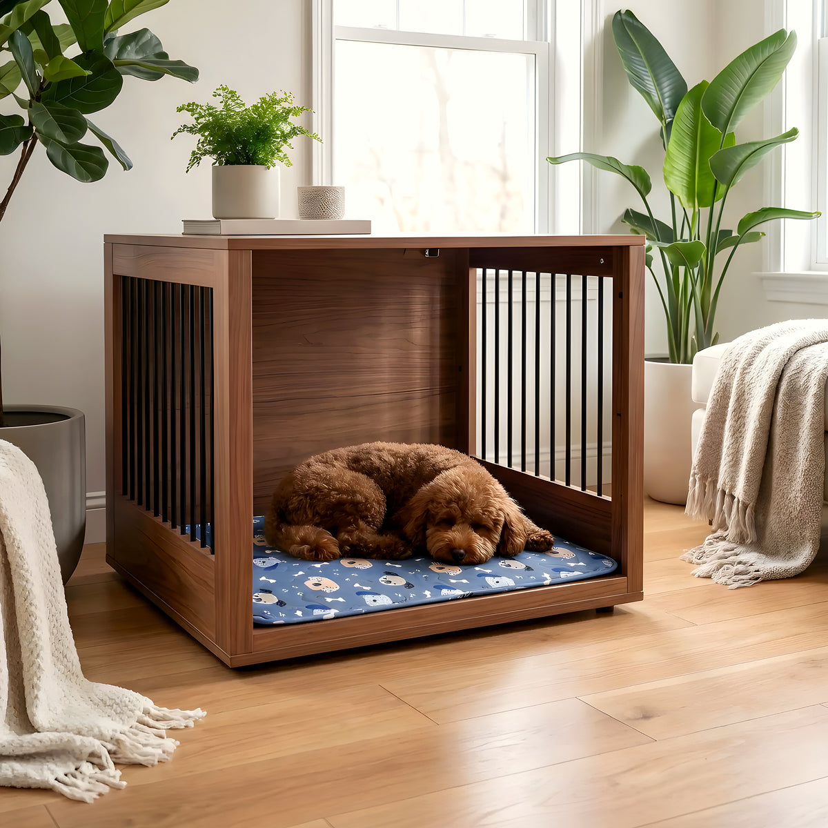 Tapis imperméable en coton rose ou bleu pour chien