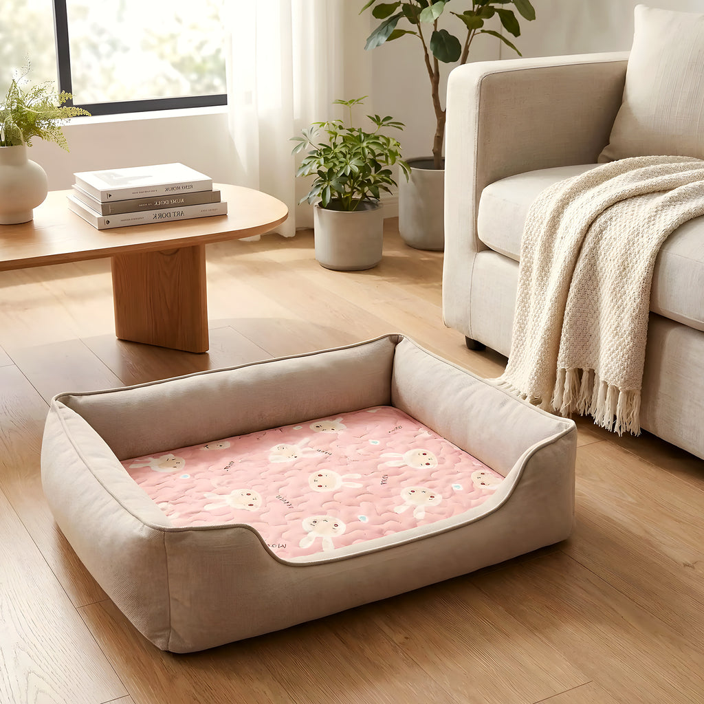 Tapis imperméable en coton rose ou bleu pour chien
