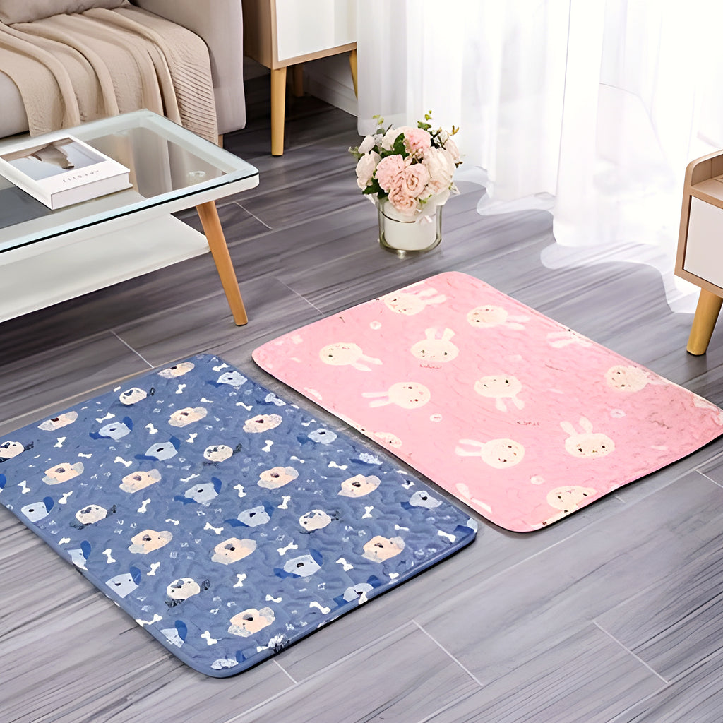 Tapis imperméable en coton rose ou bleu pour chien