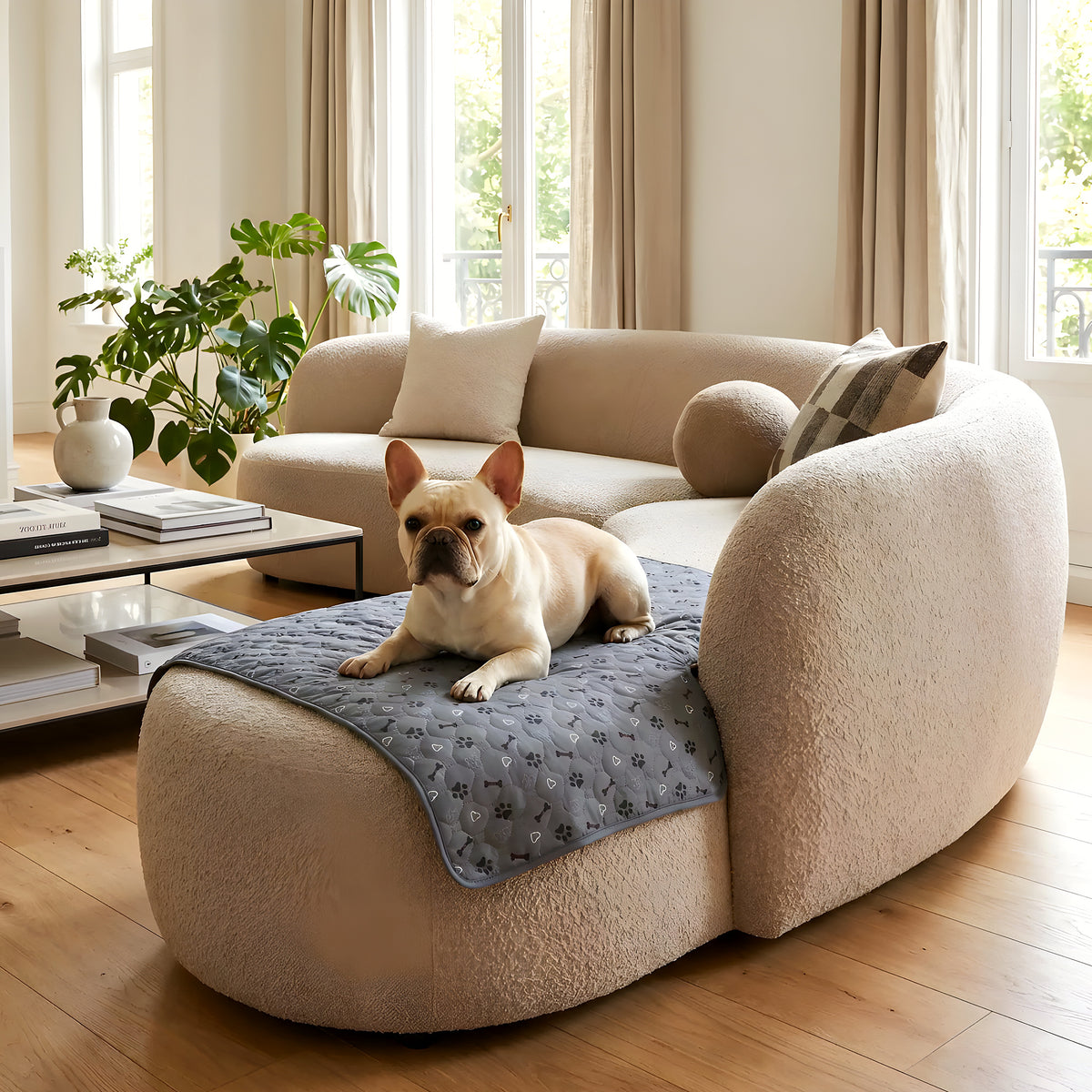 Tapis imperméable motif bouledogue français