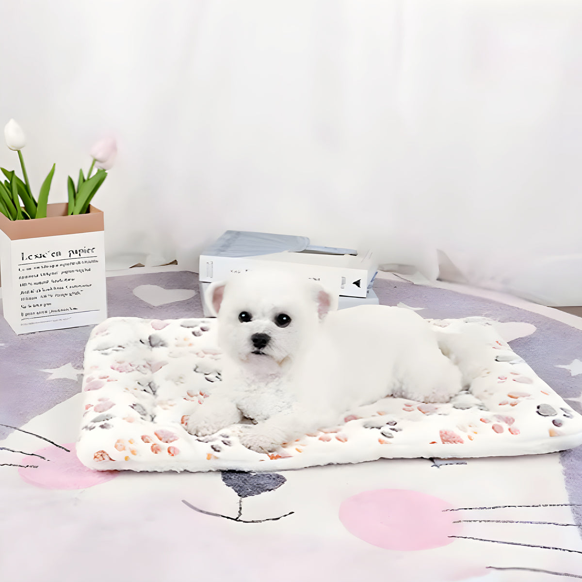 Tapis imprimé épais en coton et laine pour chien, S à L