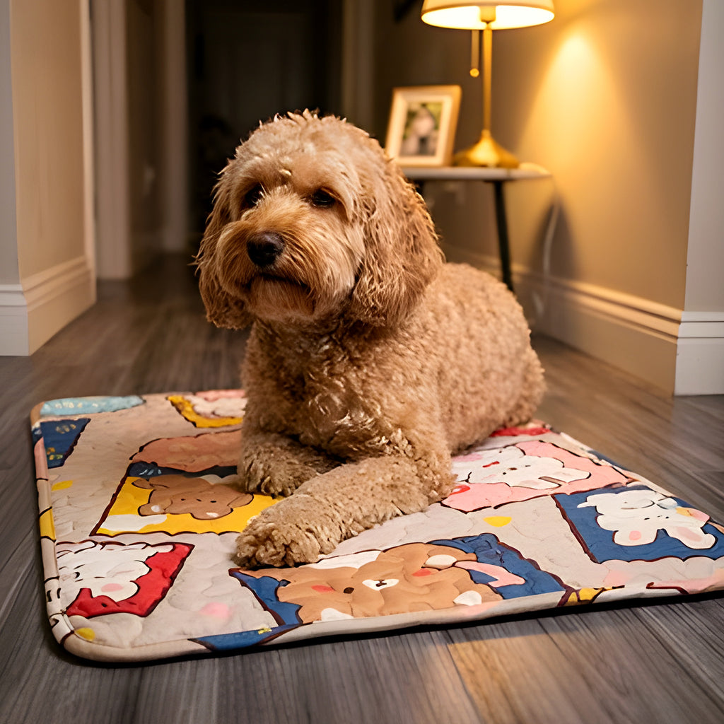 Tapis multicolore en coton lavable pour chien
