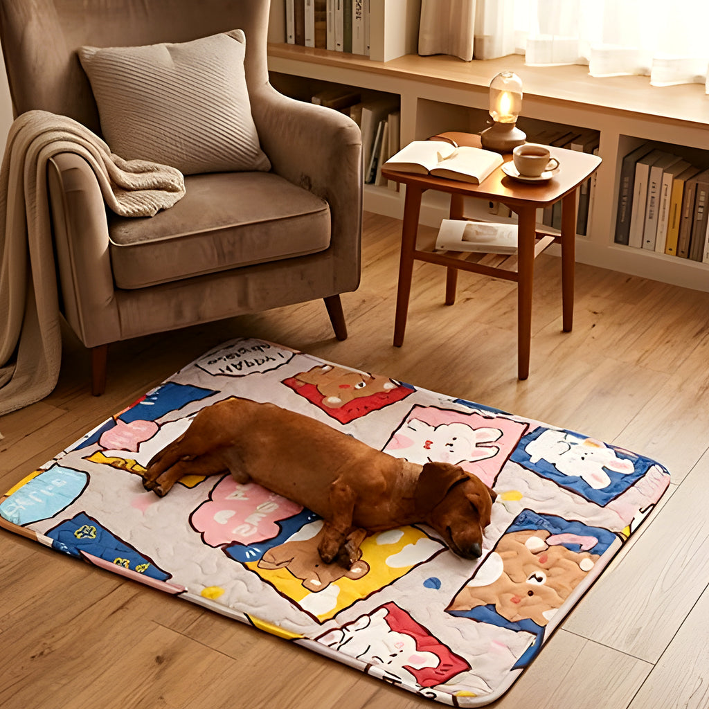 Tapis multicolore en coton lavable pour chien