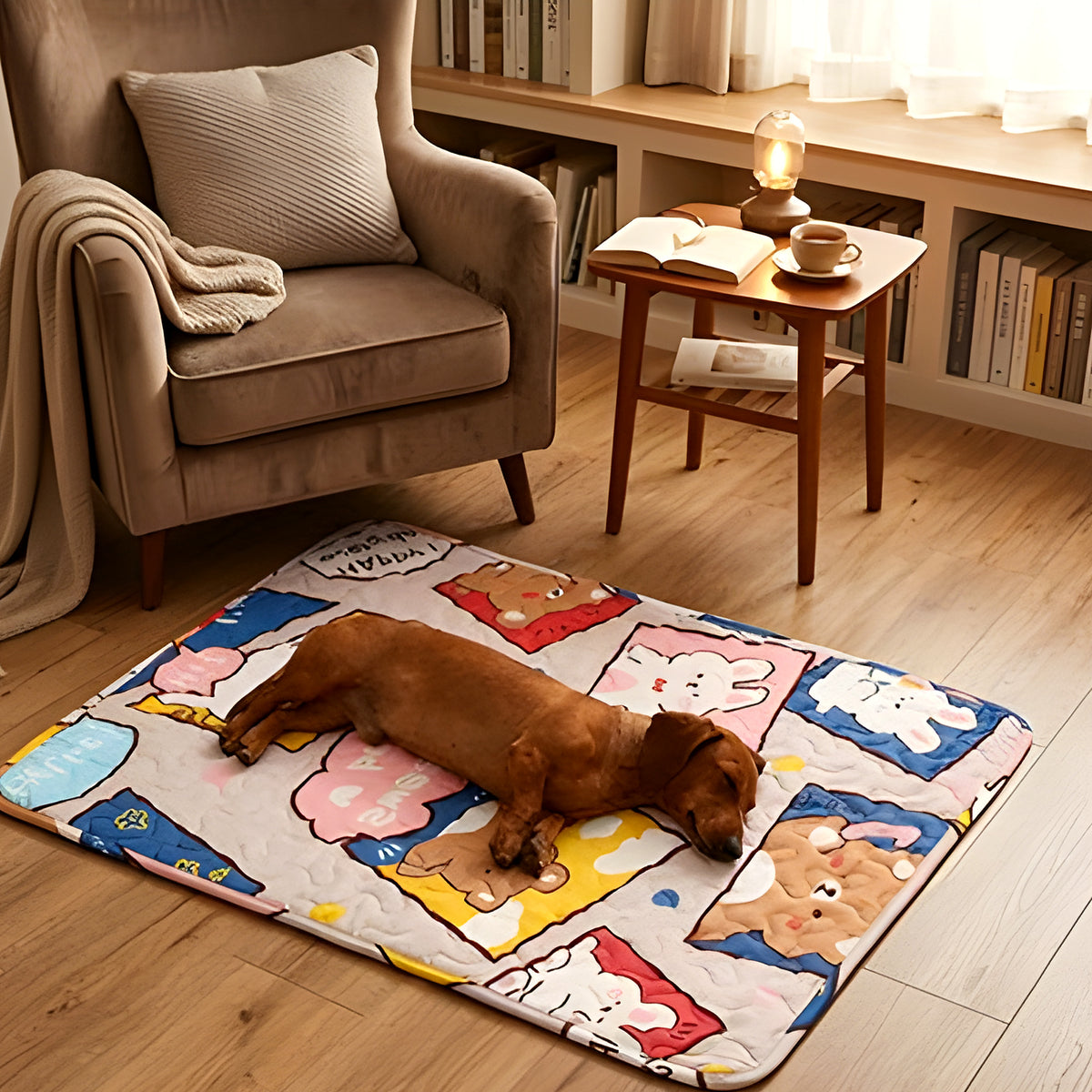 Tapis multicolore en coton lavable pour chien