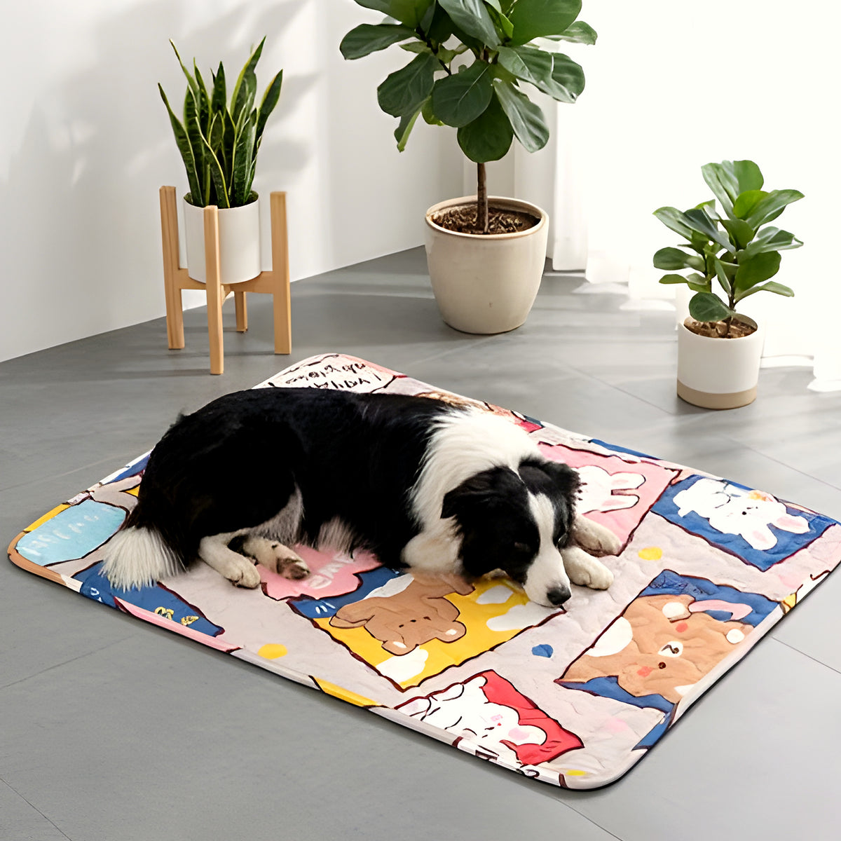 Tapis multicolore en coton lavable pour chien