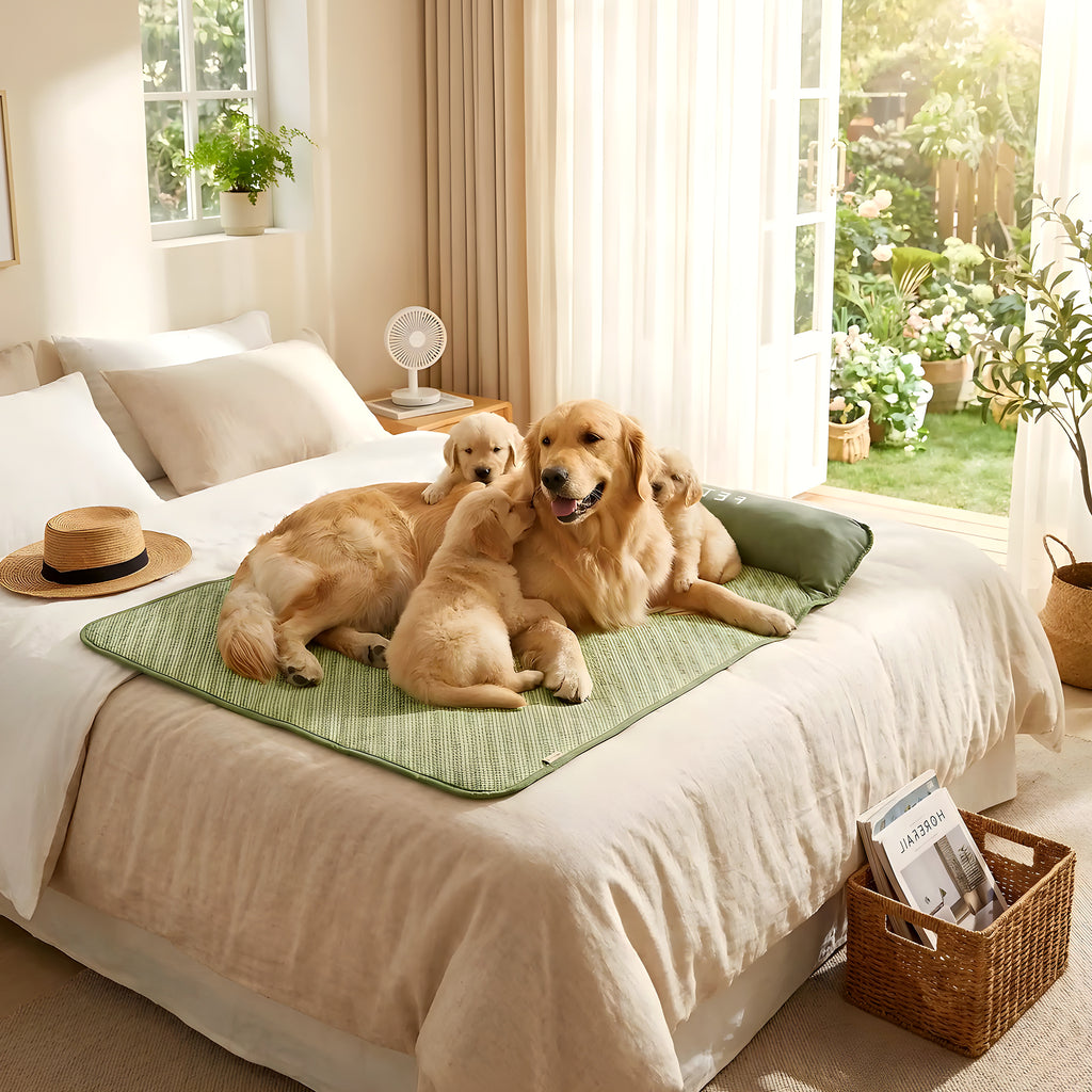 Tapis rafraîchissant 3 couches en rotin, 4 tailles
