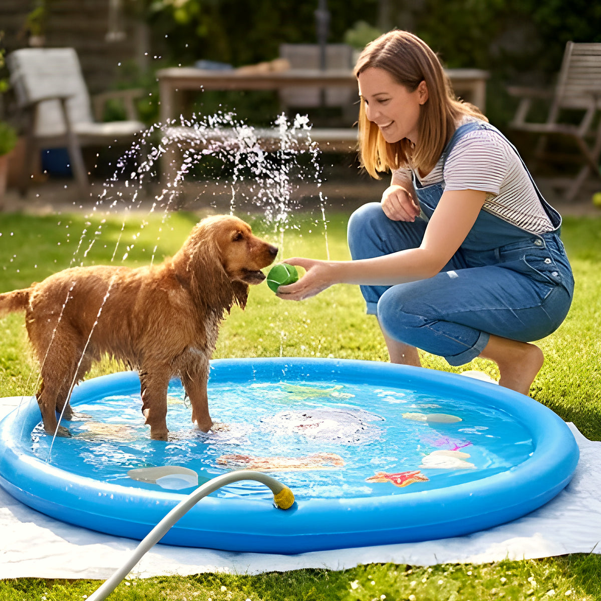 Tapis rafraîchissant à jets d'eau pour chien, 2 tailles
