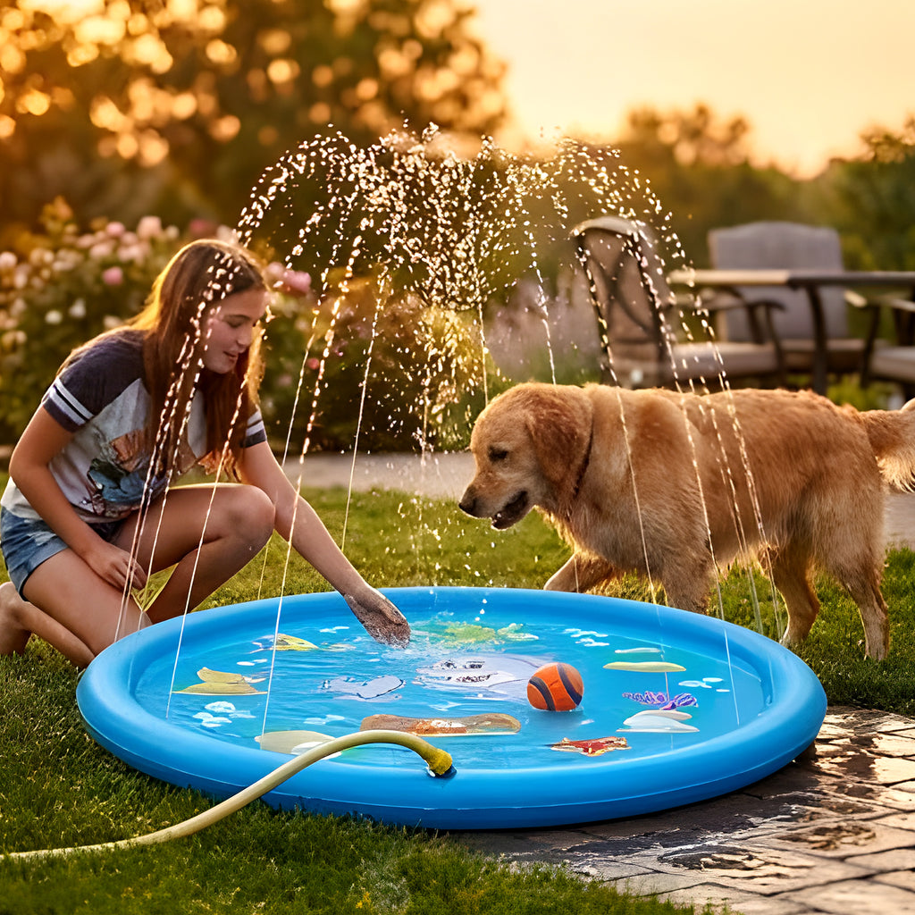 Tapis rafraîchissant à jets d'eau pour chien, 2 tailles