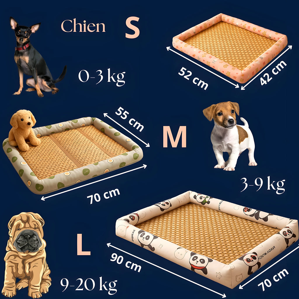 Tapis rafraîchissant en bambou et rotin pour chien