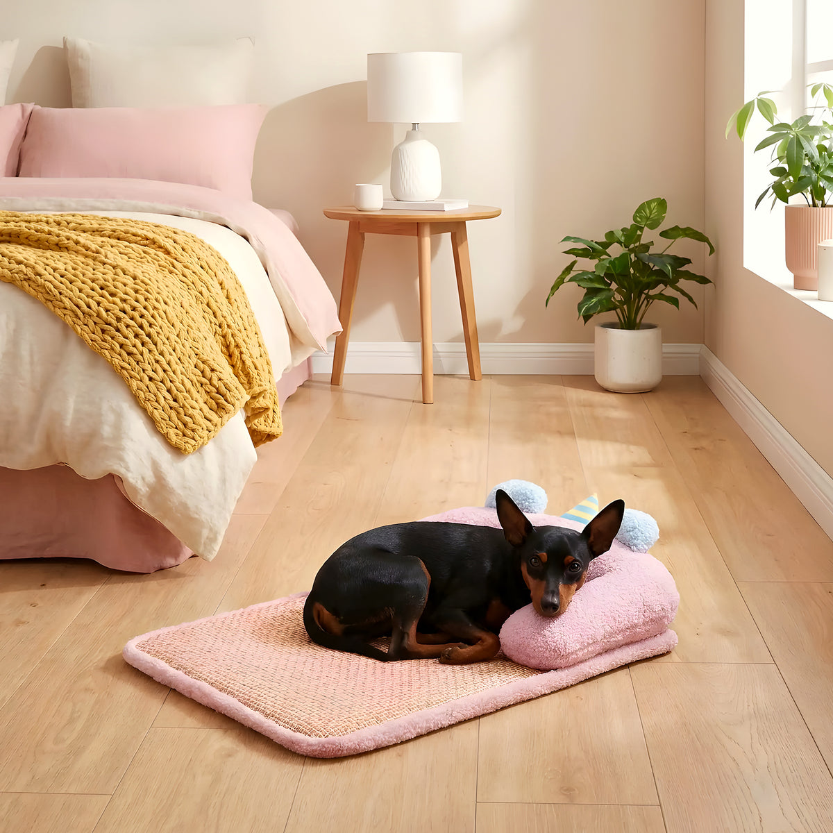 Tapis rafraîchissant en rotin pour petit chien, 3 coloris
