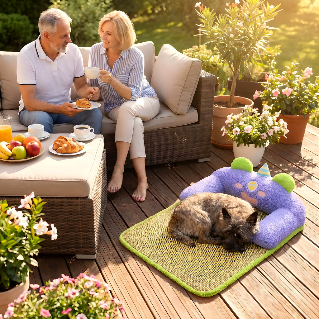 Tapis rafraîchissant en rotin pour petit chien, 3 coloris