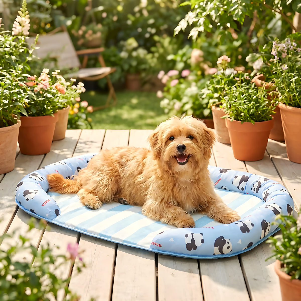 Tapis rafraîchissant motif panda avec traversin en U