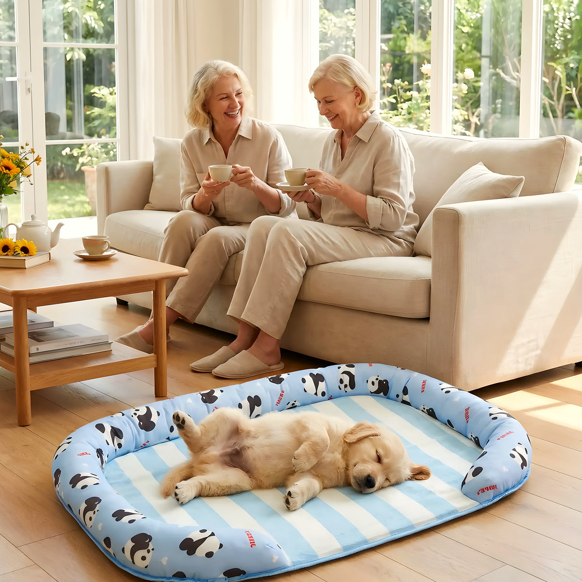 Tapis rafraîchissant motif panda avec traversin en U