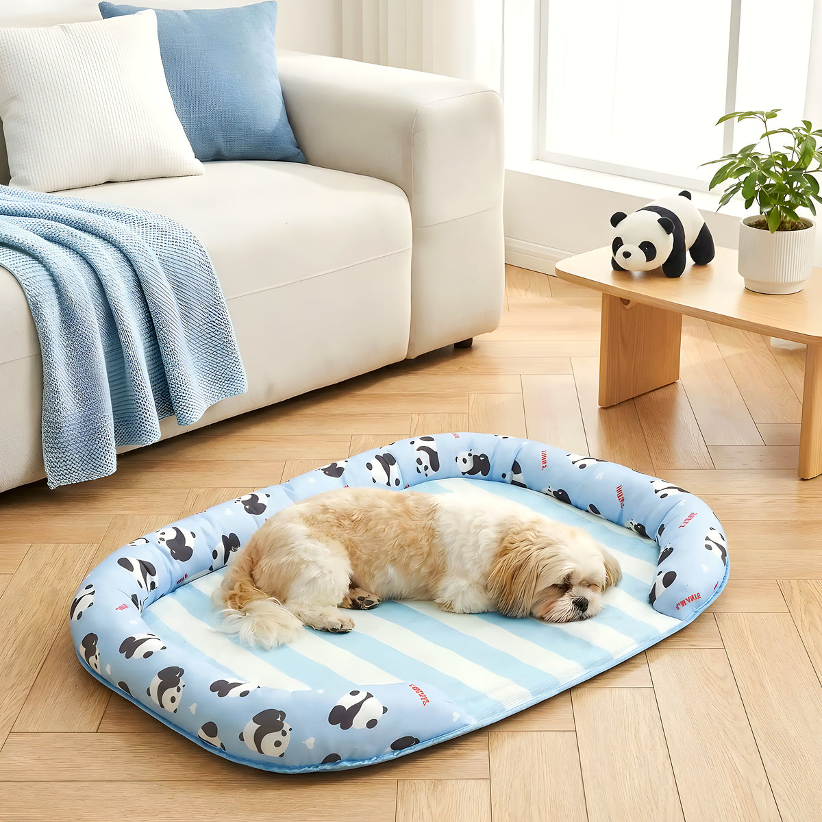 Tapis rafraîchissant motif panda avec traversin en U