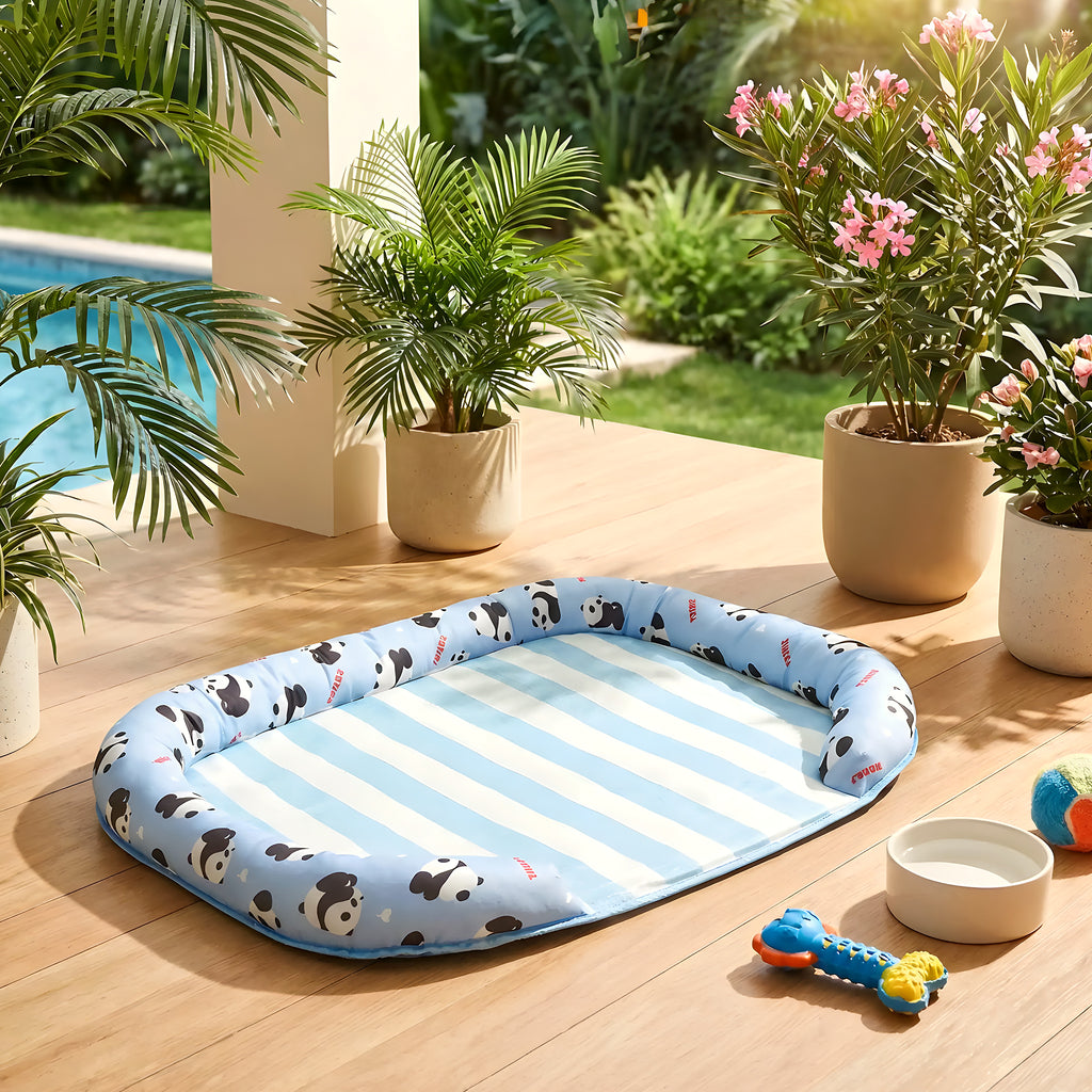 Tapis rafraîchissant motif panda avec traversin en U