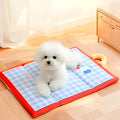 Tapis rafraîchissant vichy avec poignée pour chien