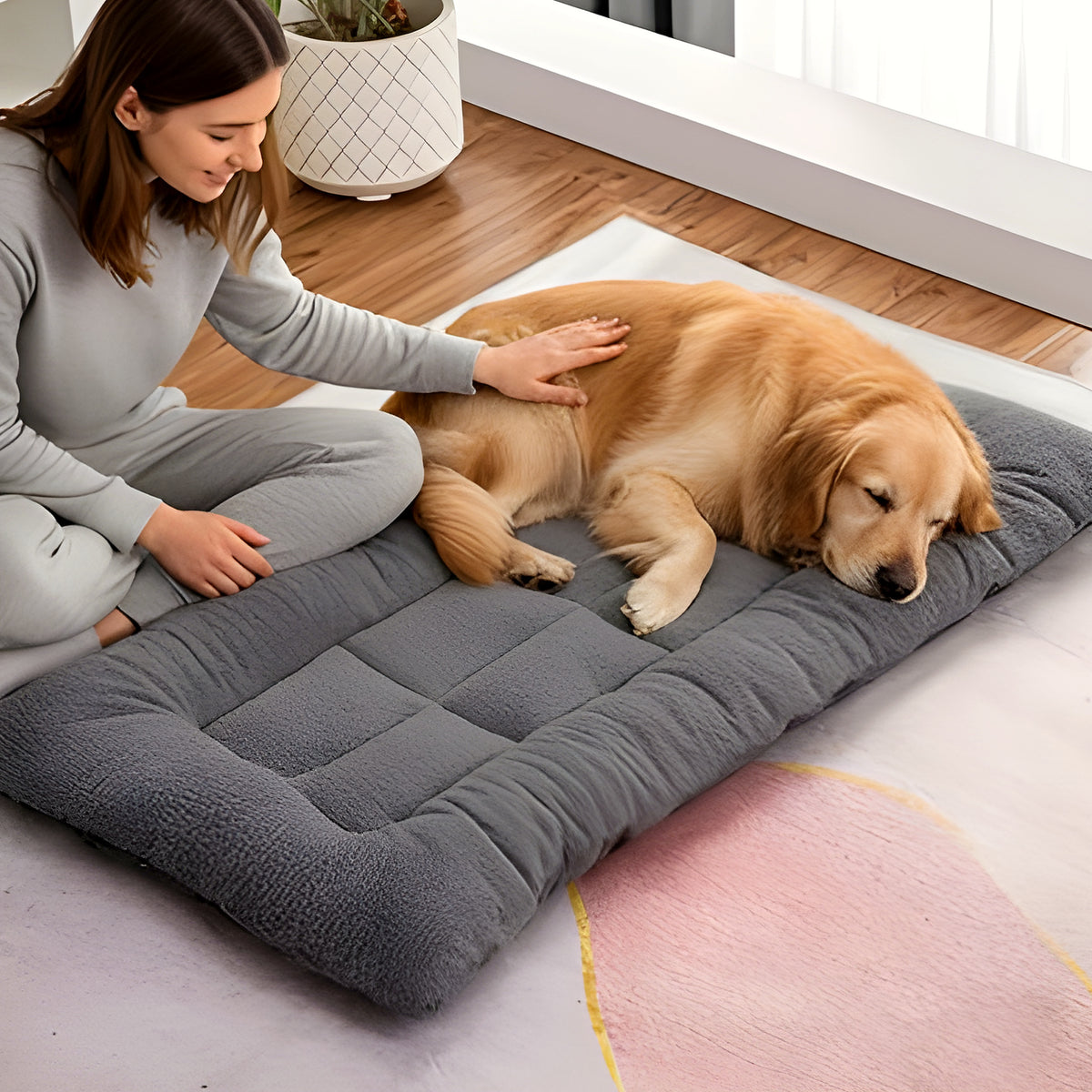 Tapis XXL réversible flanelle et toile pour chien