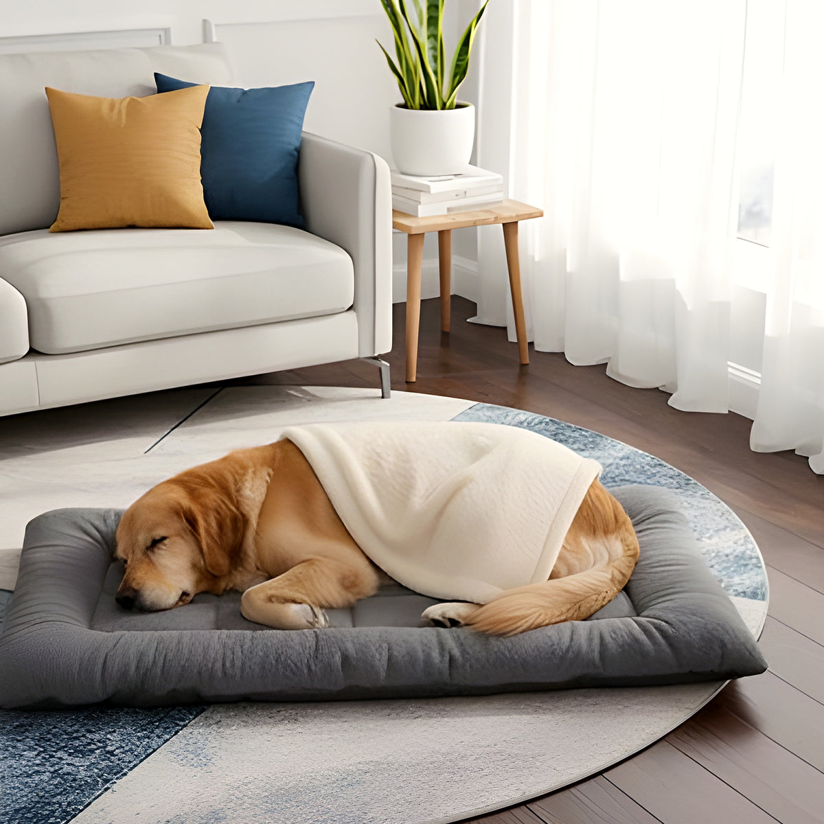 Tapis XXL réversible flanelle et toile pour chien