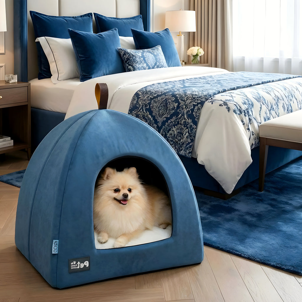 Tente pliable en velours pour mini chien