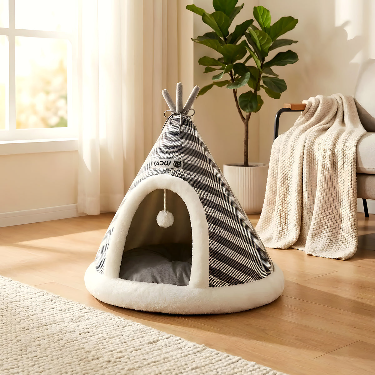 Tipi bohème chic pour petit chien, marron ou gris
