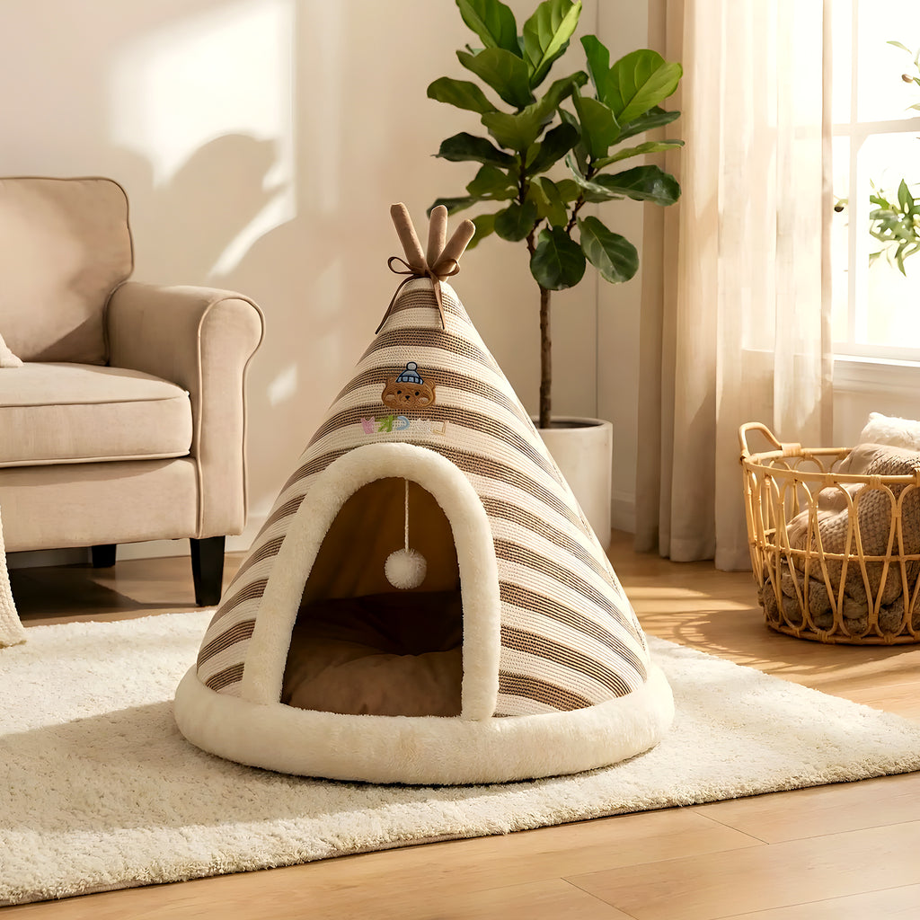 Tipi bohème chic pour petit chien, marron ou gris