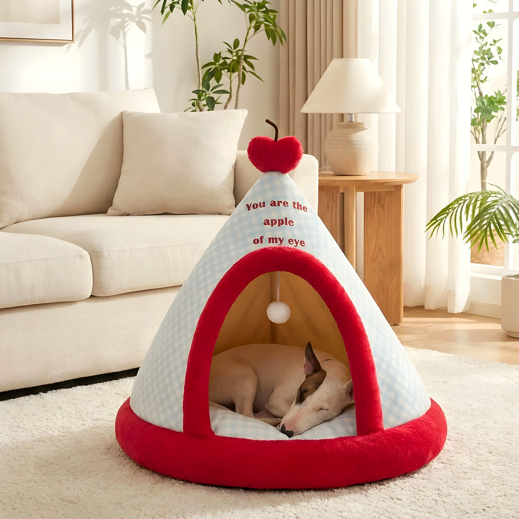 Tipi douillet en velours avec jouet pour chien
