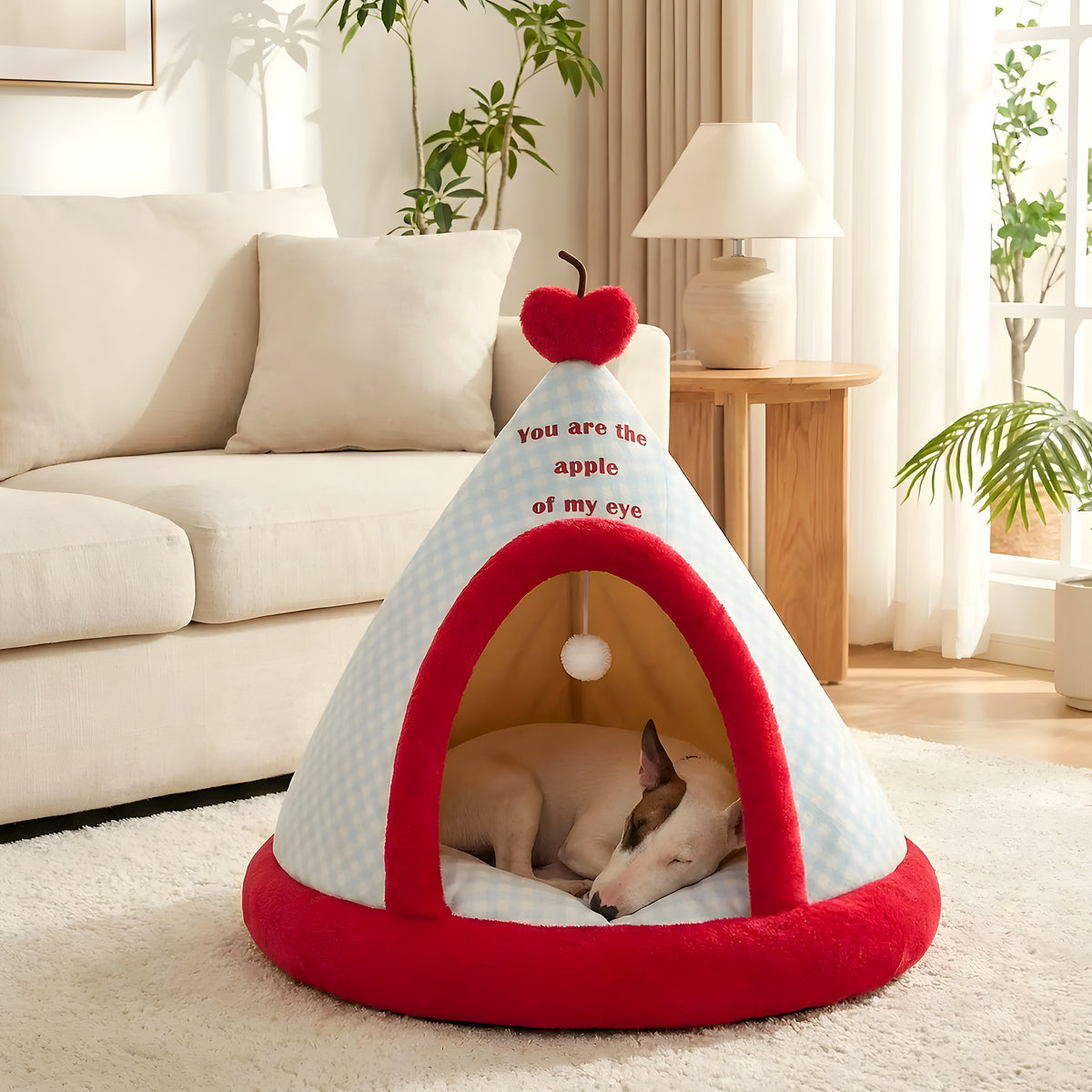 Tipi douillet en velours avec jouet pour chien