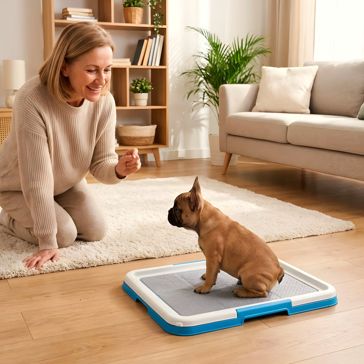Toilette éducative pour chiot, bleu ou rose
