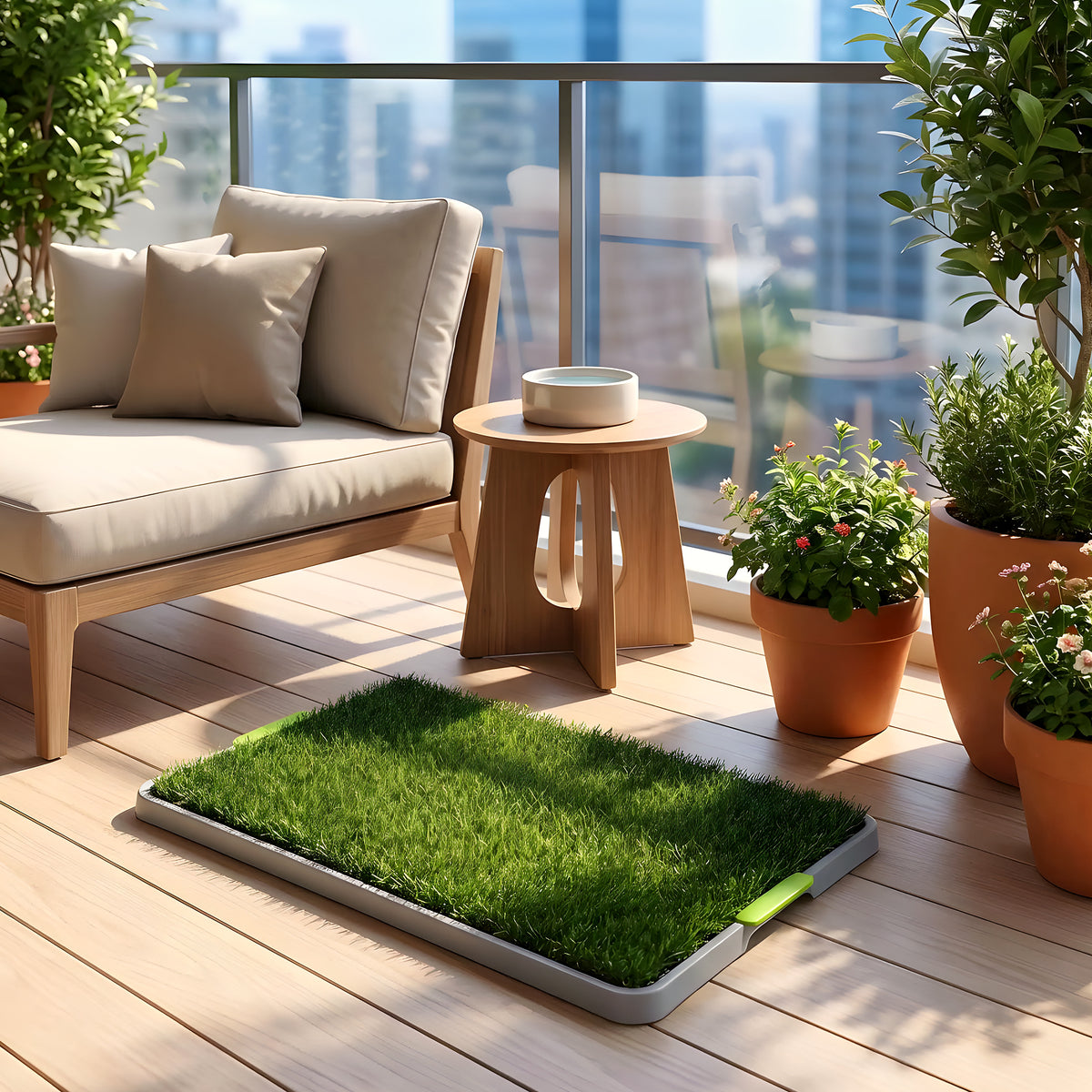 Toilettes pour petit chien avec 2 tapis gazon